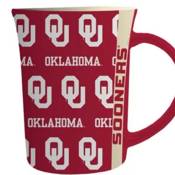 Oklahoma Sooners 15 oz Ceramic Mug Red Alternating Team Logo - Picture 6 of 7